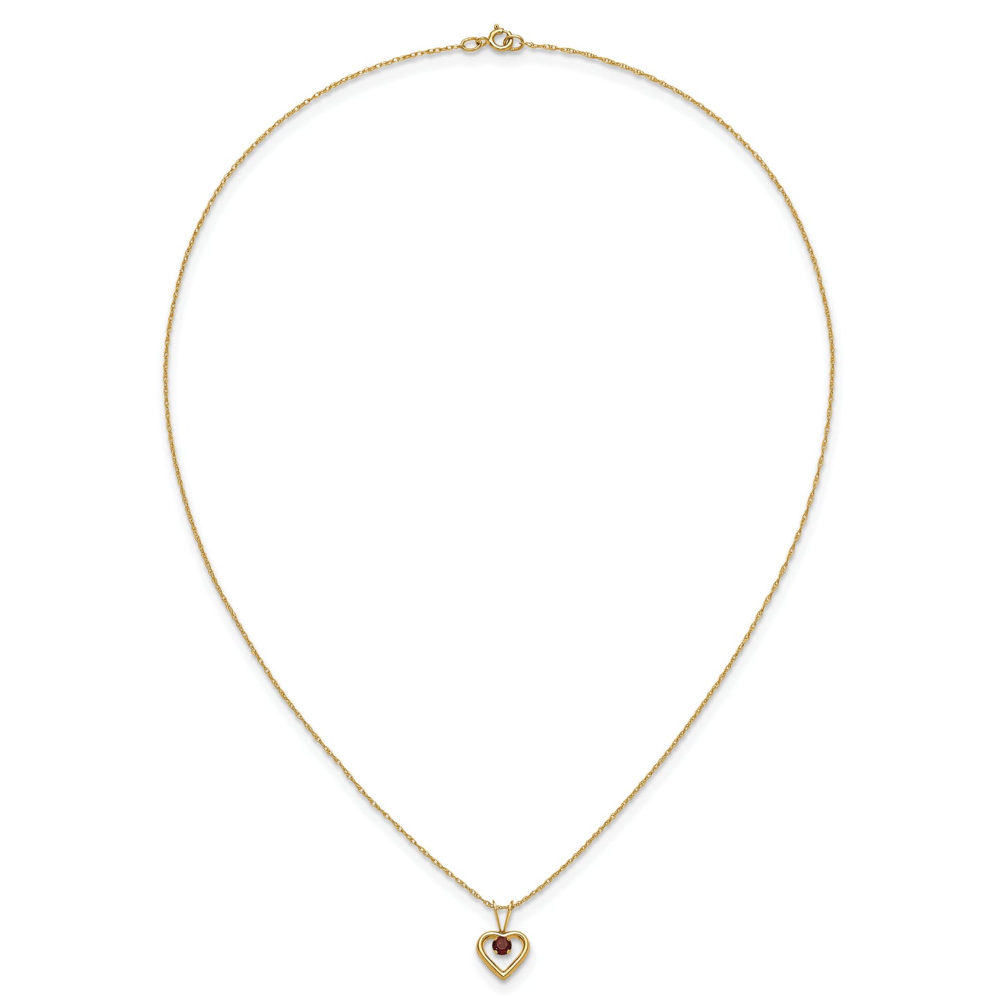 10k Yellow Gold Heart in Heart Birthstone Necklace