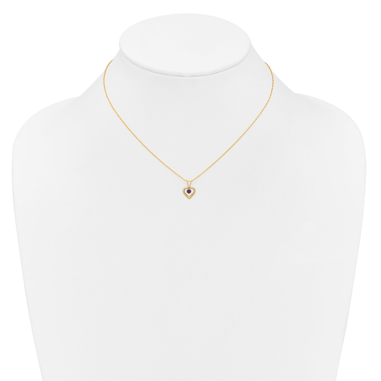 10k Yellow Gold Heart in Heart Birthstone Necklace