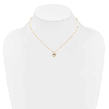 10k Yellow Gold Heart in Heart Birthstone Necklace
