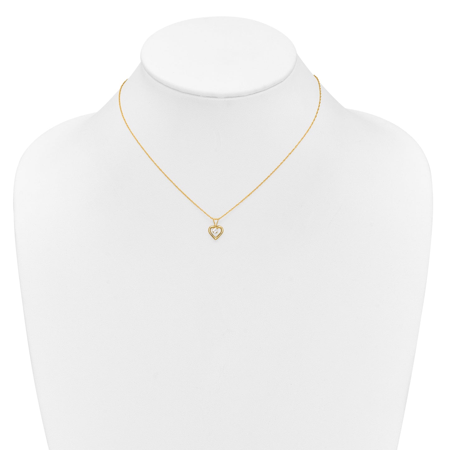 10k Yellow Gold Heart in Heart Birthstone Necklace