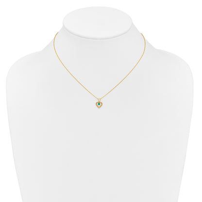 10k Yellow Gold Heart in Heart Birthstone Necklace