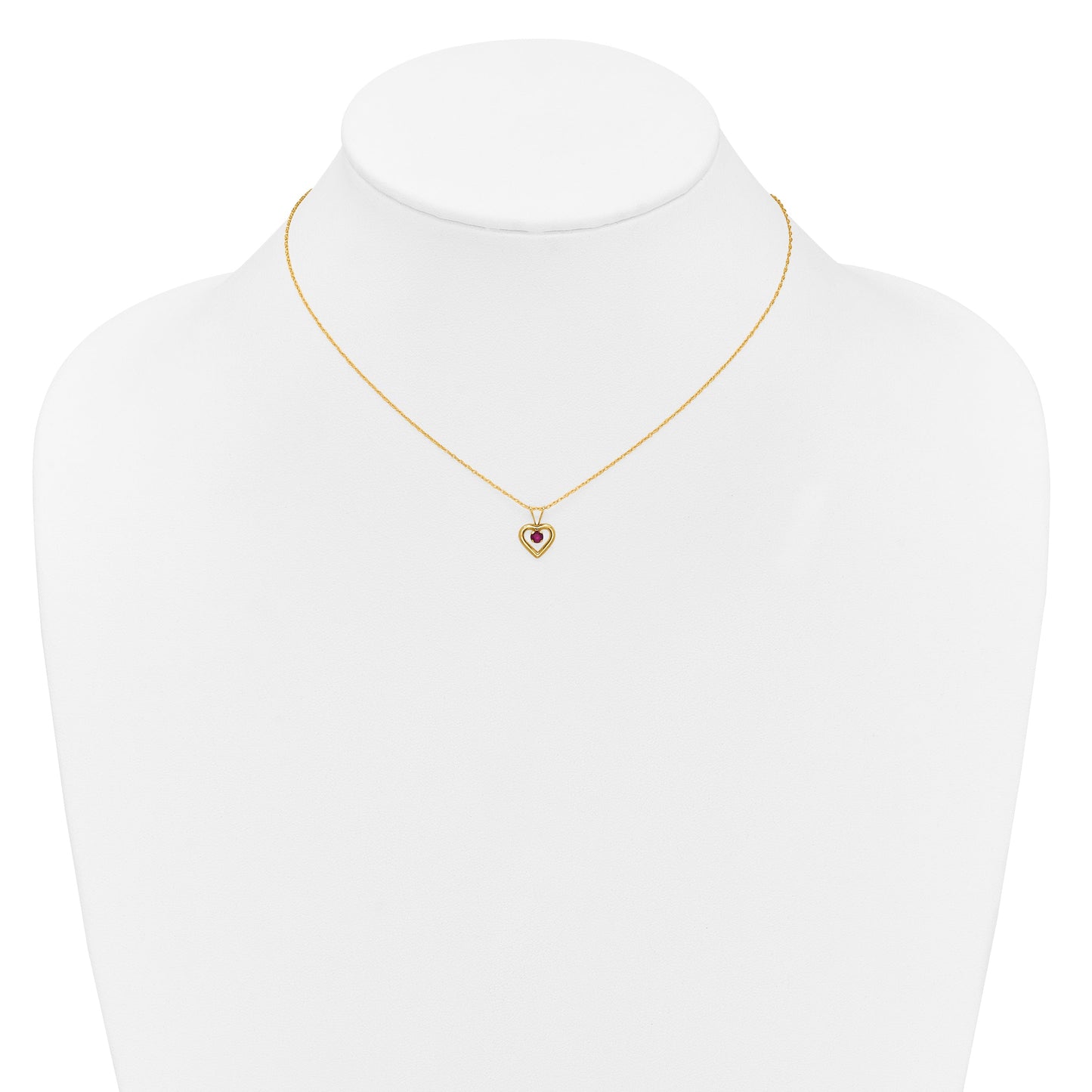 10k Yellow Gold Heart in Heart Birthstone Necklace