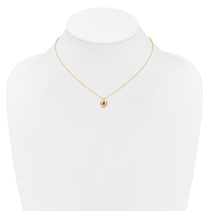 10k Yellow Gold Heart in Heart Birthstone Necklace