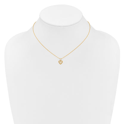 10k Yellow Gold Heart in Heart Birthstone Necklace