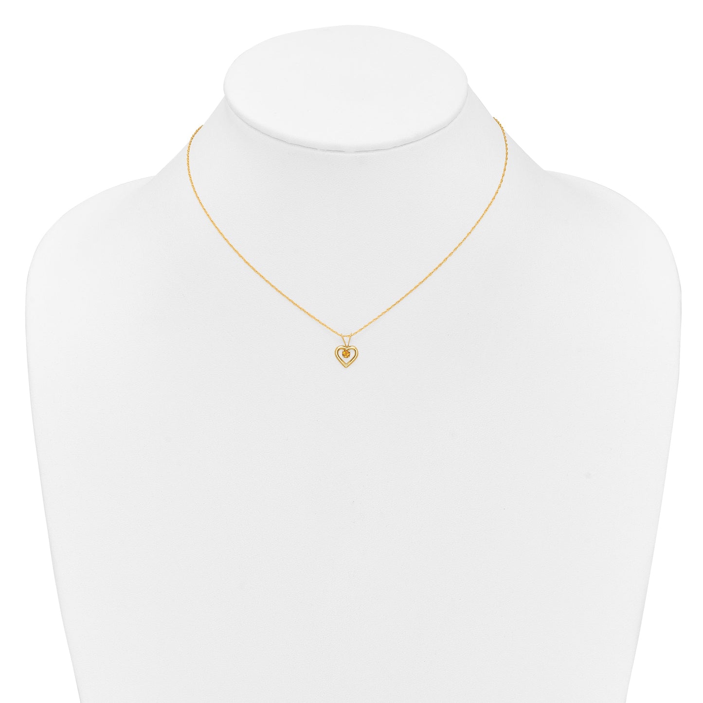 10k Yellow Gold Heart in Heart Birthstone Necklace