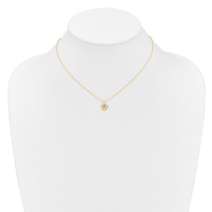 10k Yellow Gold Heart in Heart Birthstone Necklace