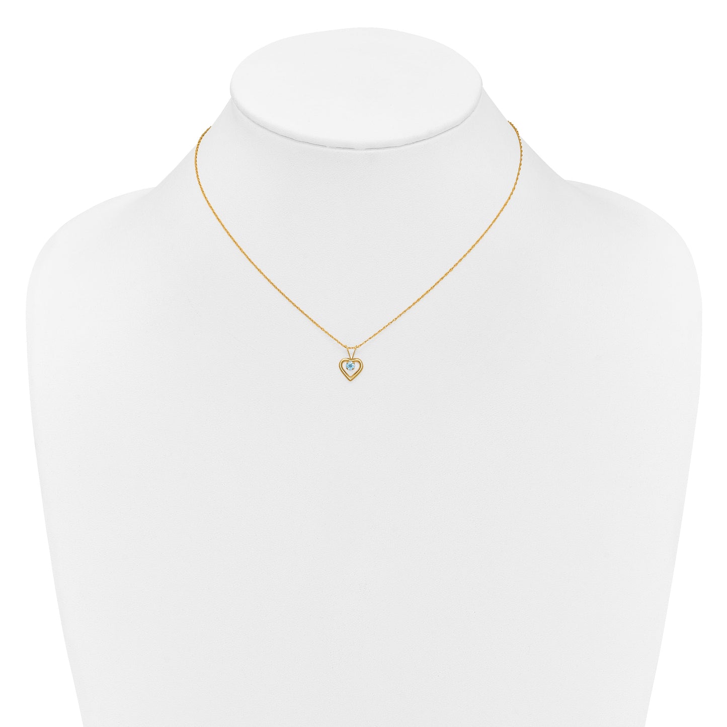 10k Yellow Gold Heart in Heart Birthstone Necklace
