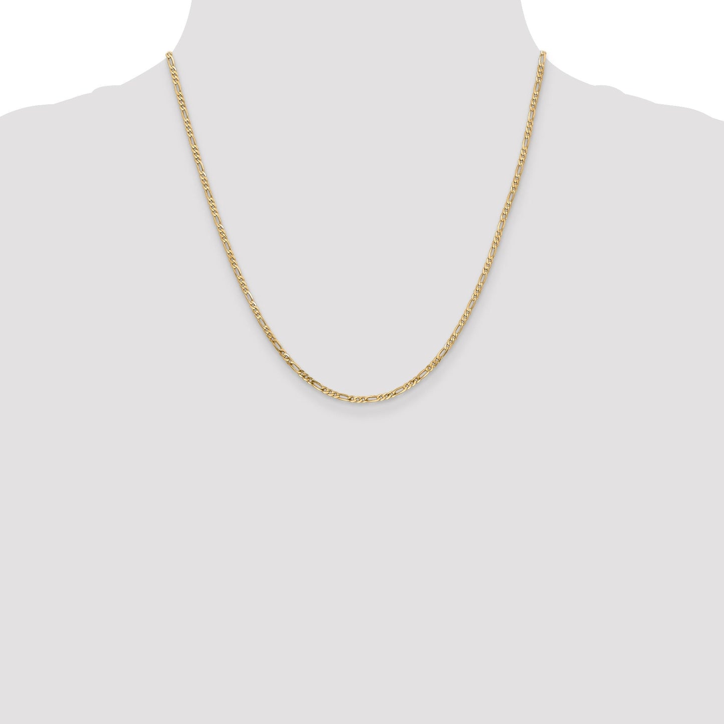 Flat Figaro 20 inch  Unisex Chain Necklace 14K Gold