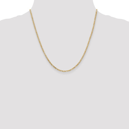 Flat Figaro 20 inch  Unisex Chain Necklace 14K Gold