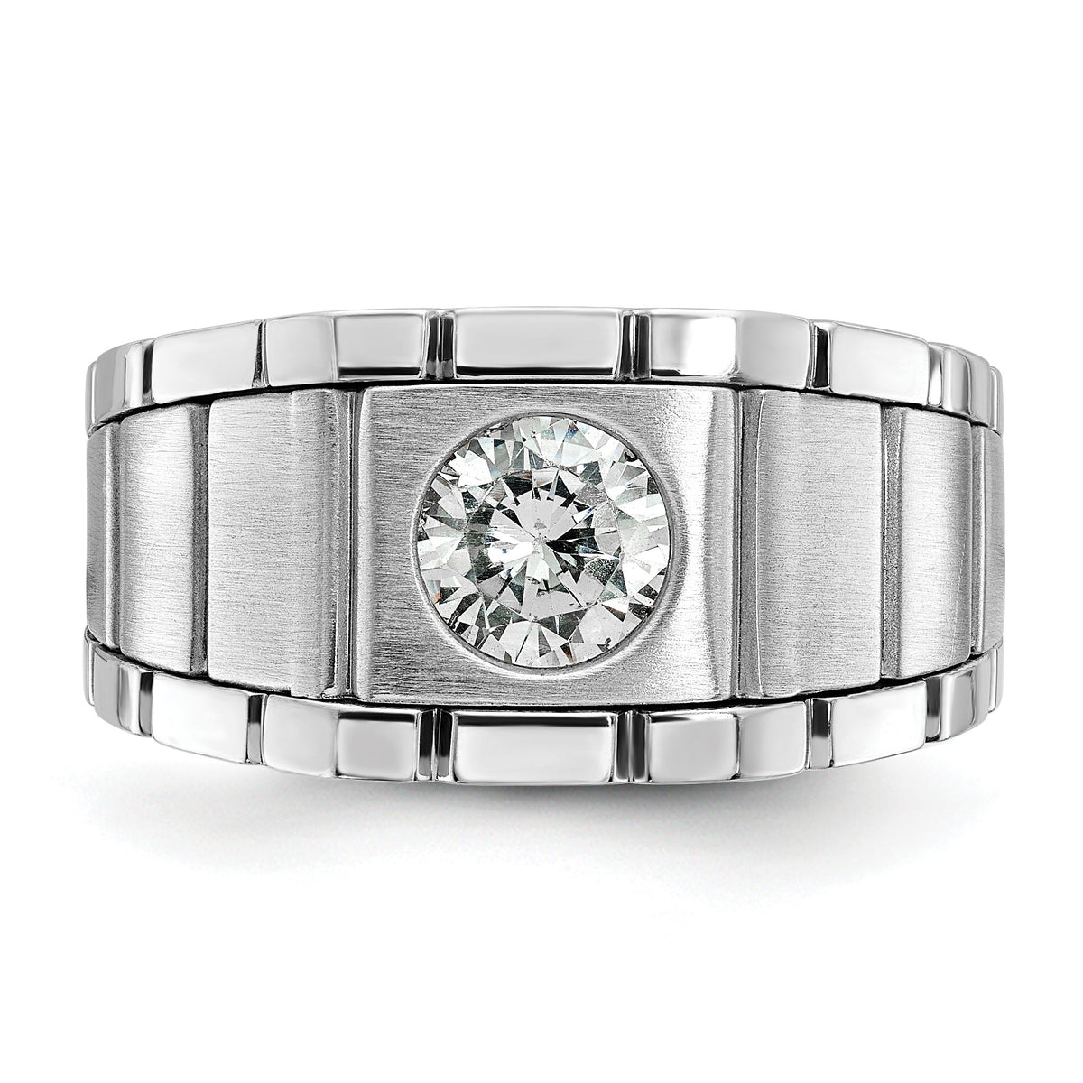14k White Gold 1 ct Lab Grown Diamond Solitaire Engagement Band Ring