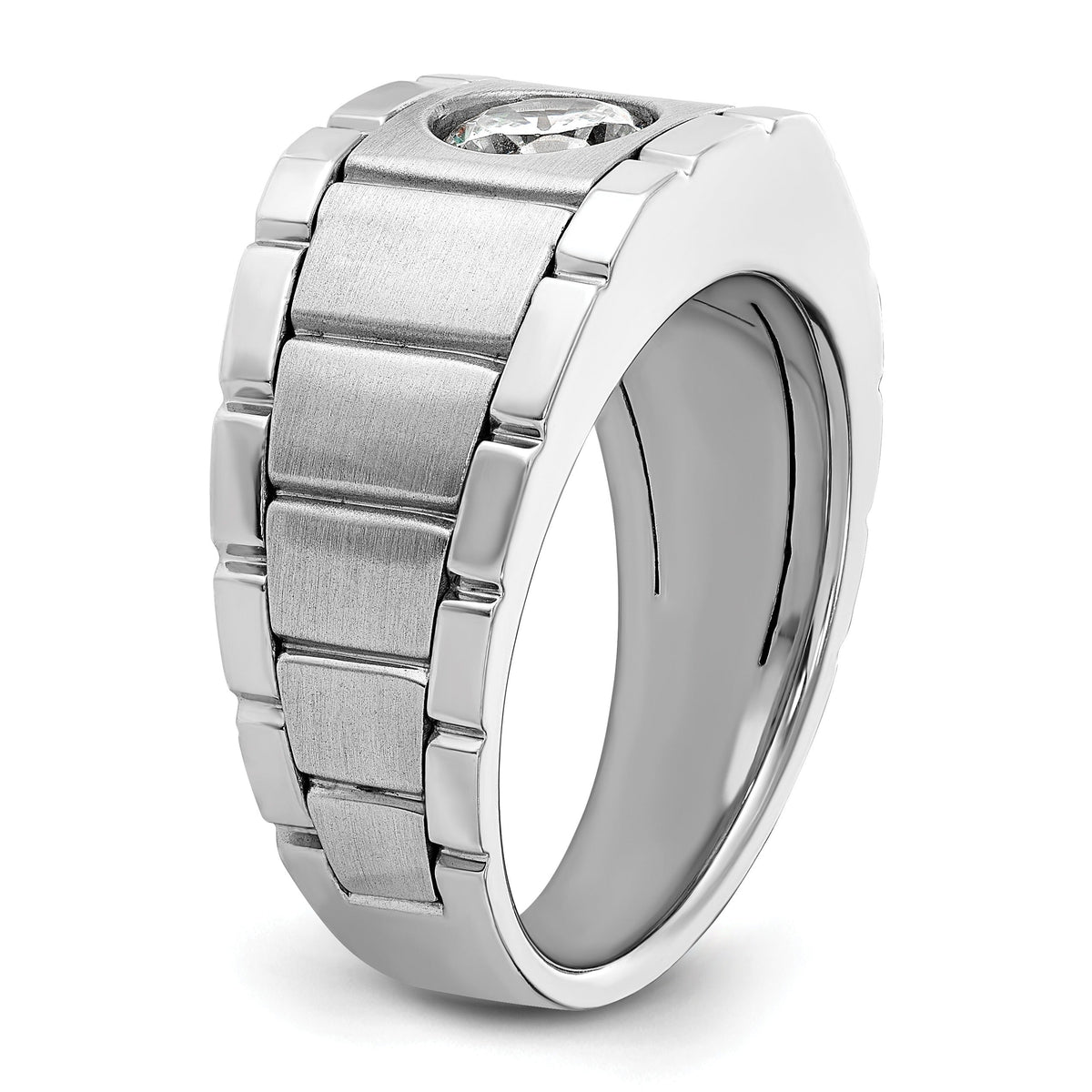 14k White Gold 1 ct Lab Grown Diamond Solitaire Engagement Band Ring