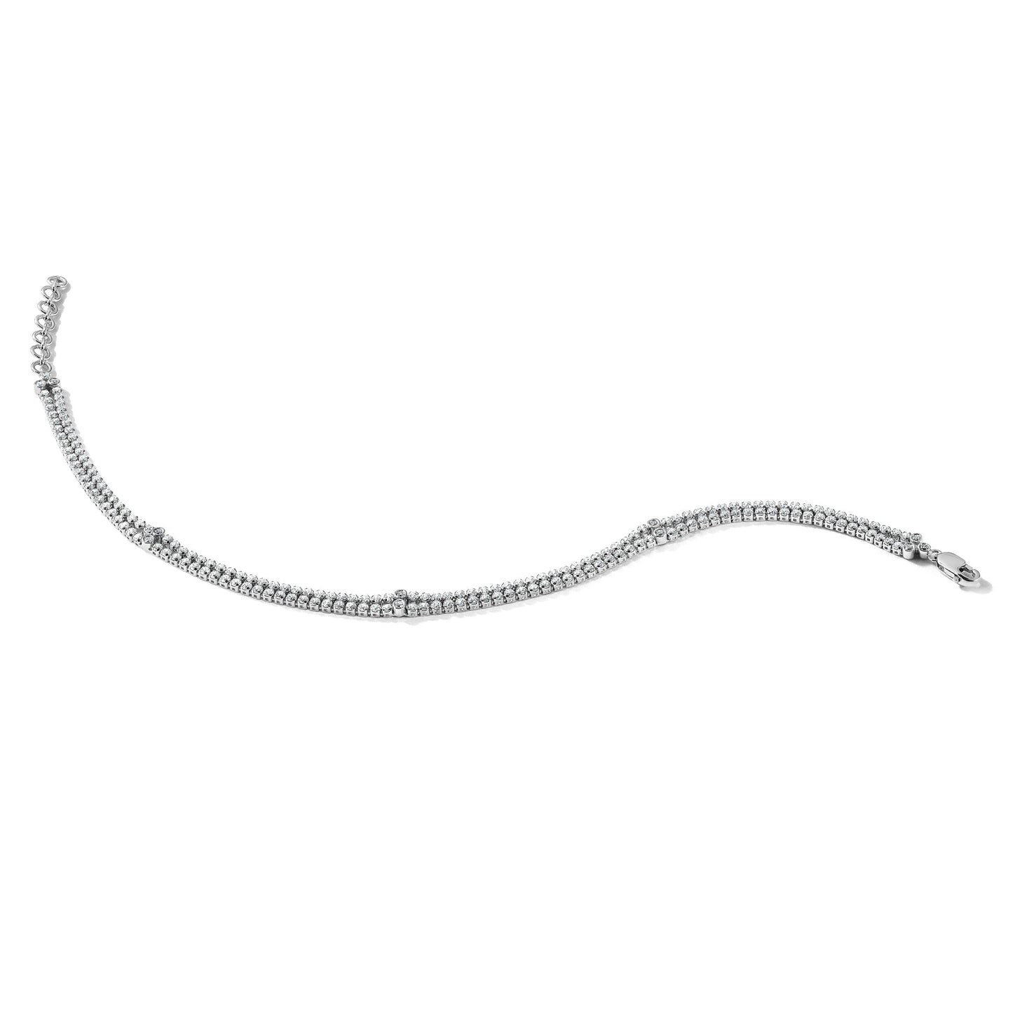14k White Gold 2 3/4 carat Lab Grown Diamond Double Strand Extension Bracelet