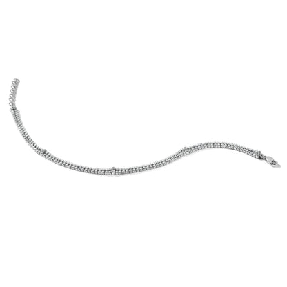 14k White Gold 2 3/4 carat Lab Grown Diamond Double Strand Extension Bracelet