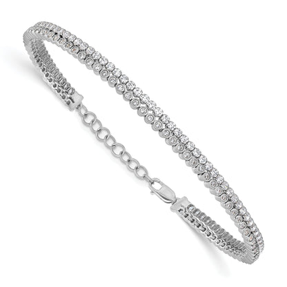 14k White Gold 7/8 Carat Lab Grown Diamond Double Strand Bracelet