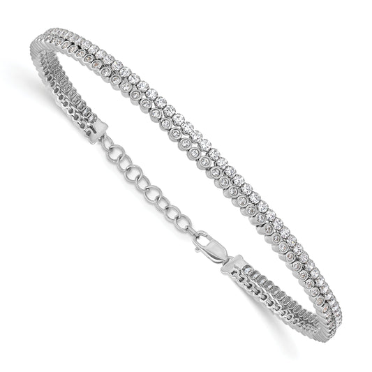 14k White Gold 7/8 Carat Lab Grown Diamond Double Strand Bracelet