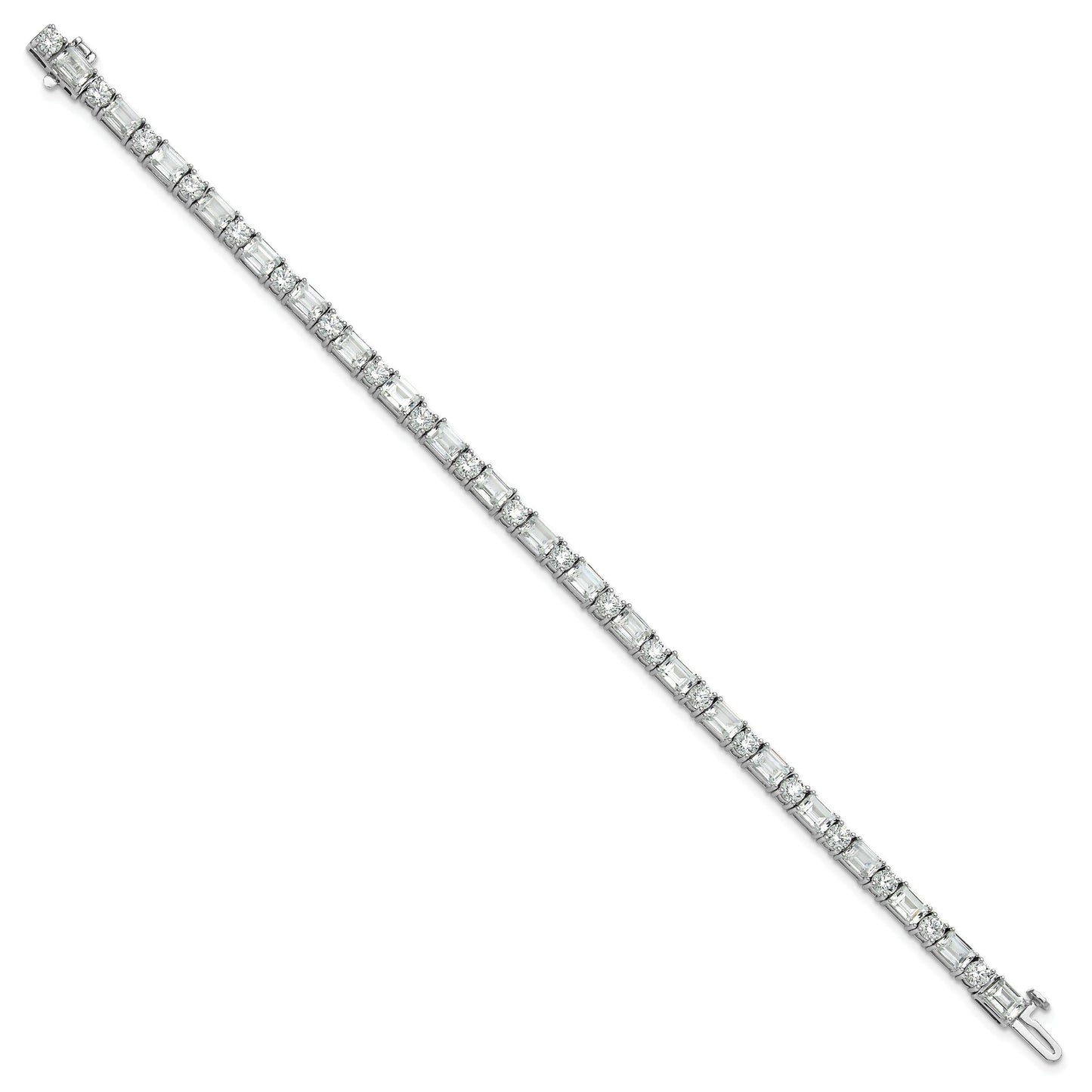 14K Gold Lab Grown Diamond Round and Emerald Tennis Bracelet 10 Ct
