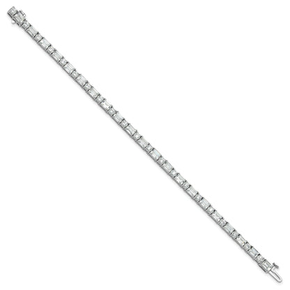 14K Gold Lab Grown Diamond Round and Emerald Tennis Bracelet 10 Ct