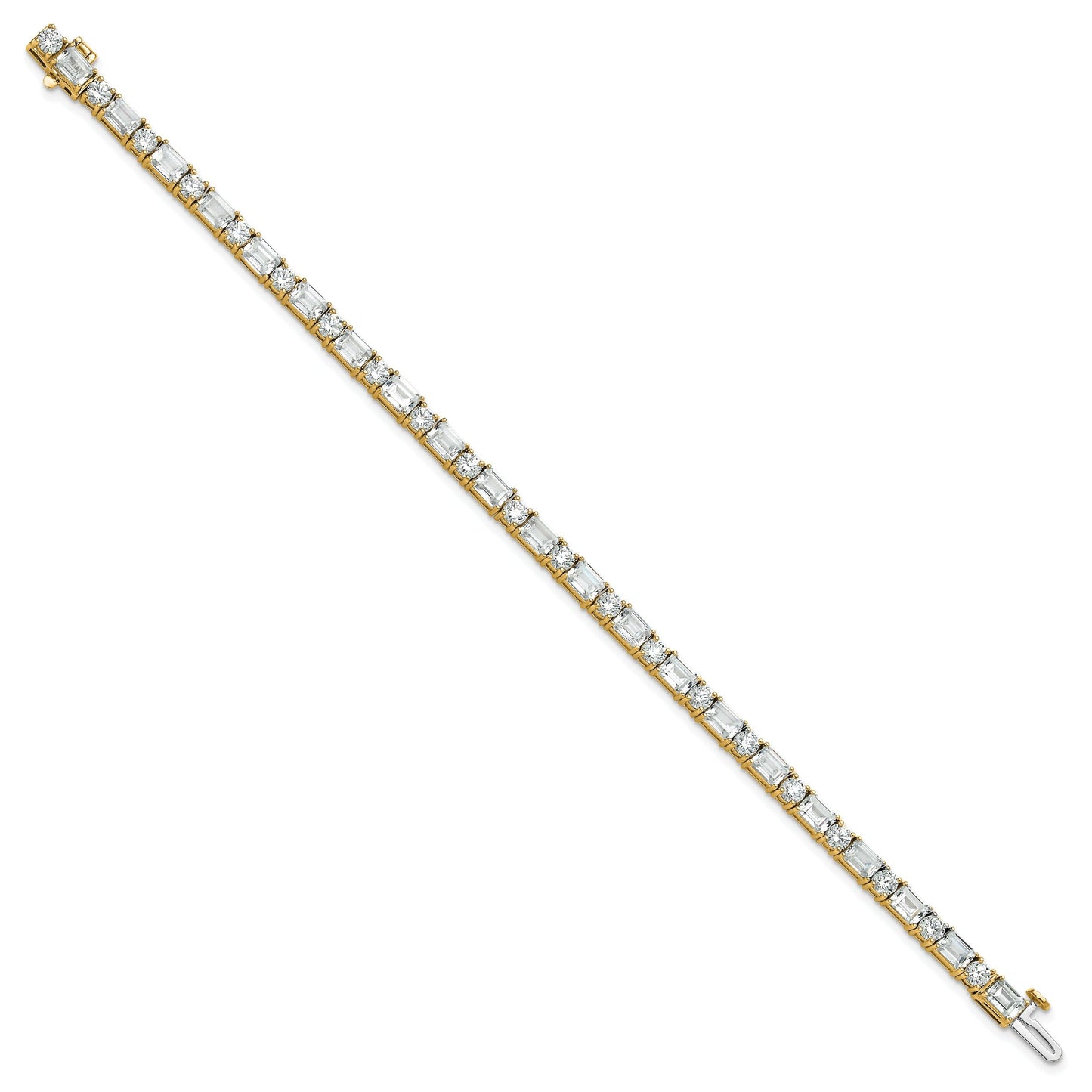 14K Gold Lab Grown Diamond Round and Emerald Tennis Bracelet 10 Ct