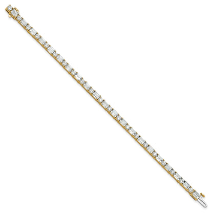 14K Gold Lab Grown Diamond Round and Emerald Tennis Bracelet 10 Ct