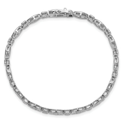 14k White Gold 1 carat Lab Grown Diamond  7 inch Fancy Bracelet