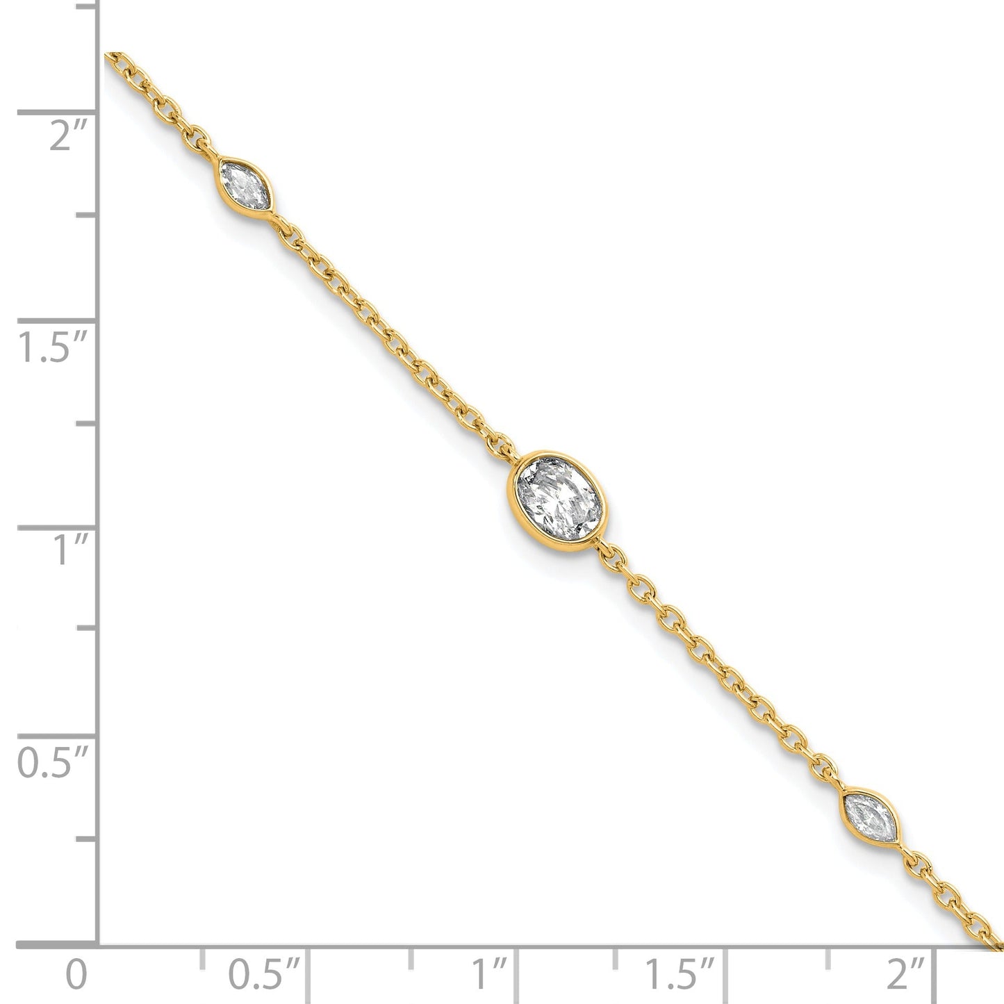 14K Yellow Gold Lab  Diamond Extension Station Bolo Bracelet