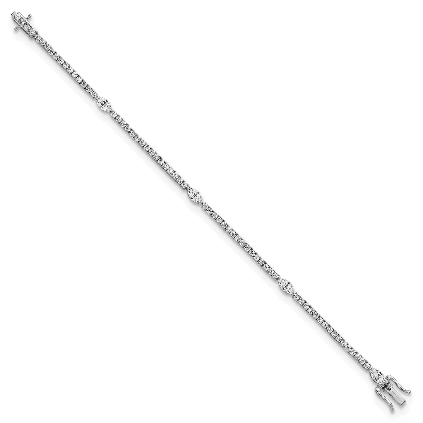 14K Gold 3 5/8 carat Lab Grown Diamond Round and Marquise Bracelets