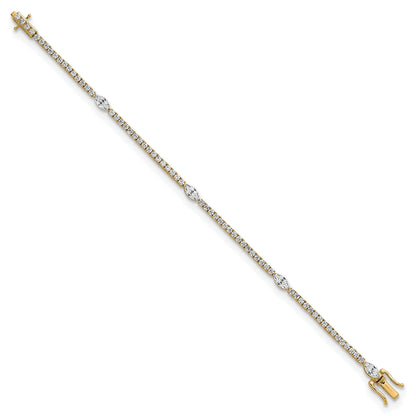 14K Gold 3 5/8 carat Lab Grown Diamond Round and Marquise Bracelets