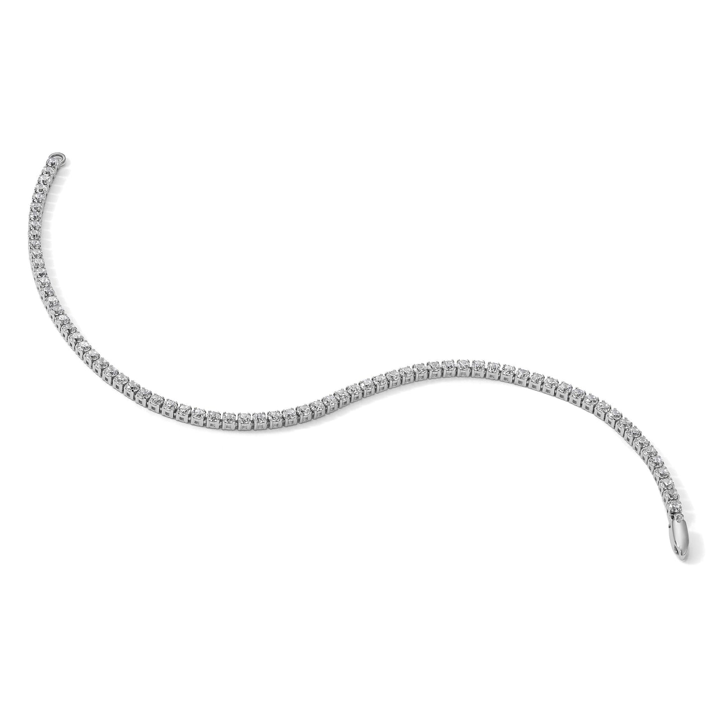14k White Gold Lab Diamond Round Tennis Bracelet