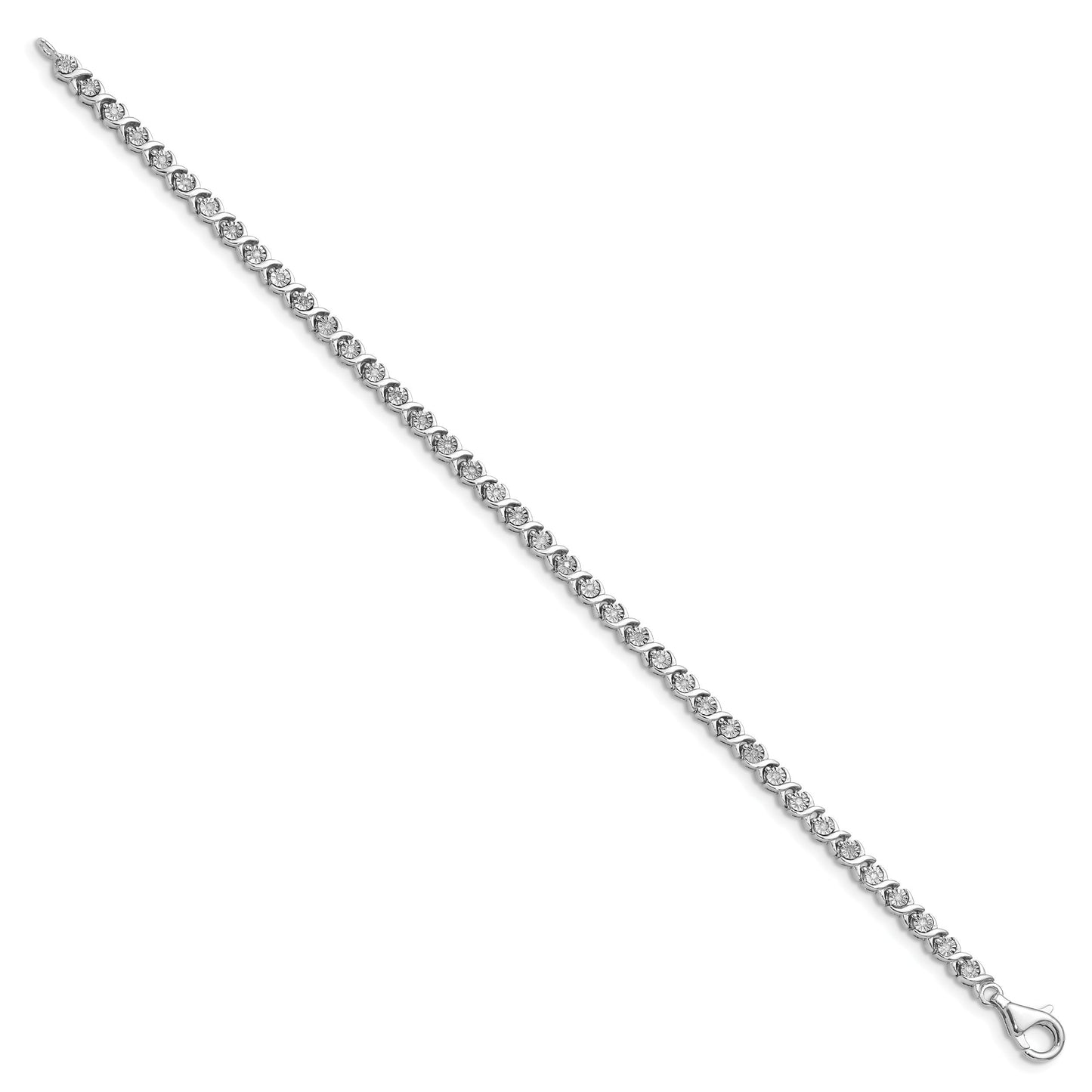 14k White Gold 1/4 carat Lab Diamond 7 inch Fancy Tennis Bracelet