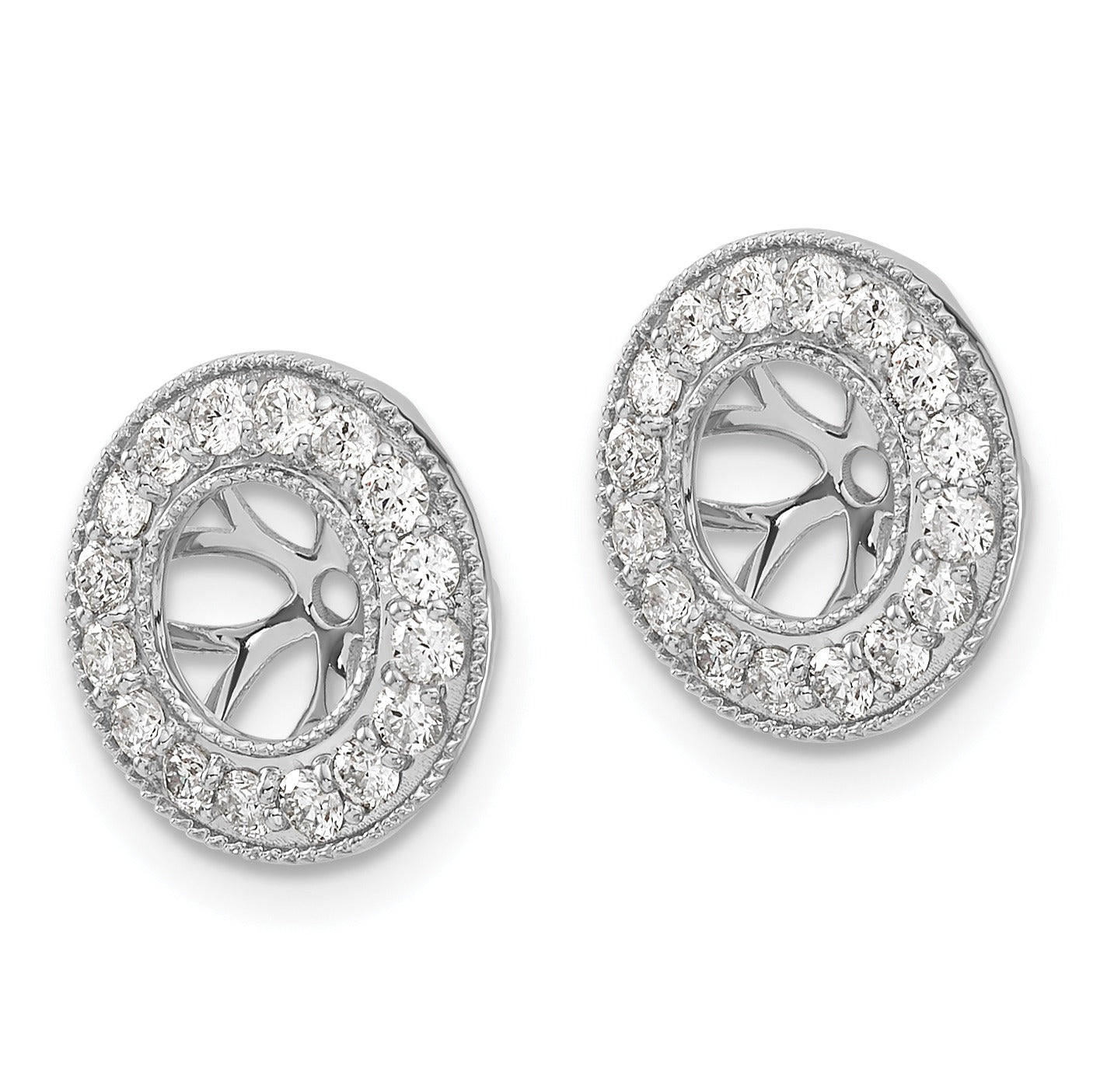 14k White Gold Lab Grown Diamond 6 mm Earring Jacket