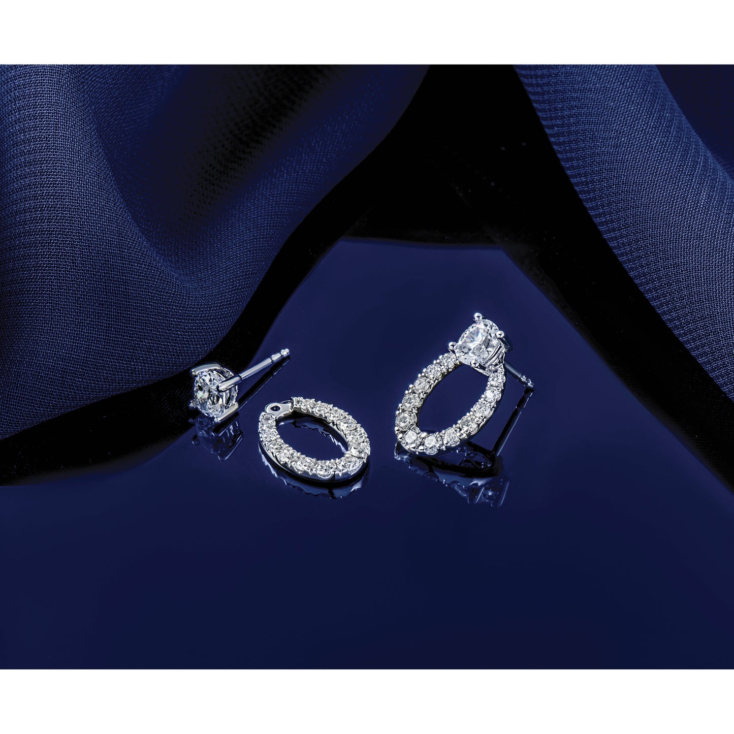 14k Gold Lab Grown Diamond Oval Earring Jackets