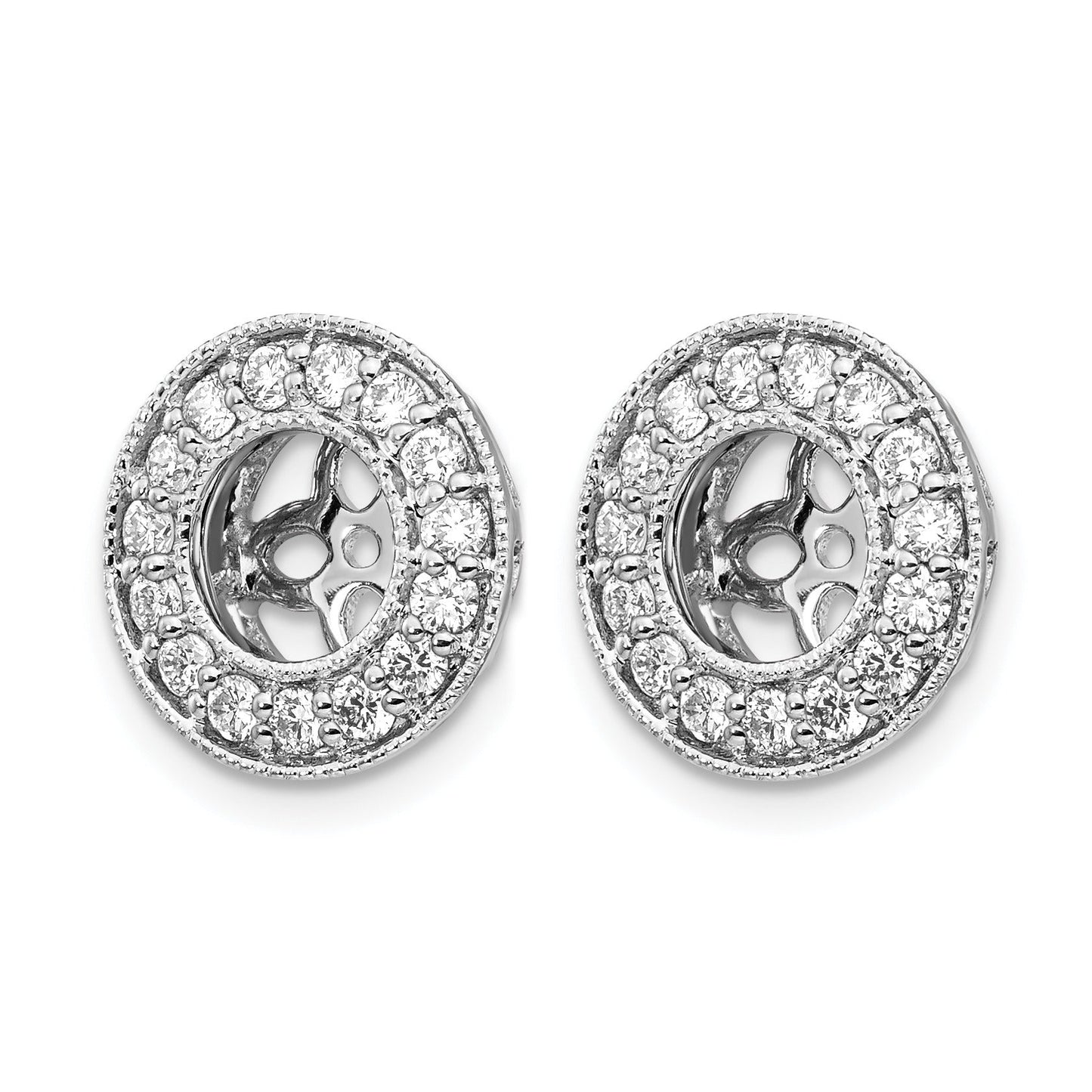 14K White Gold Lab Grown Diamond Studs Earring Jackets