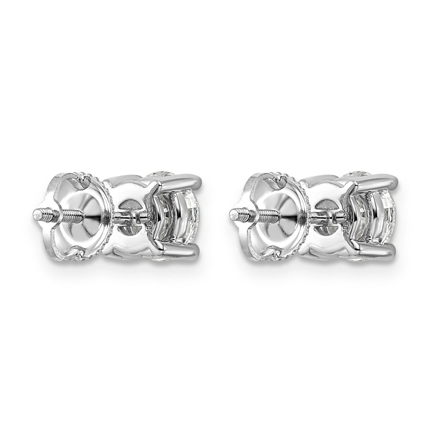 14K White Gold Round Shaped Lab Grown Diamond Stud Earrings