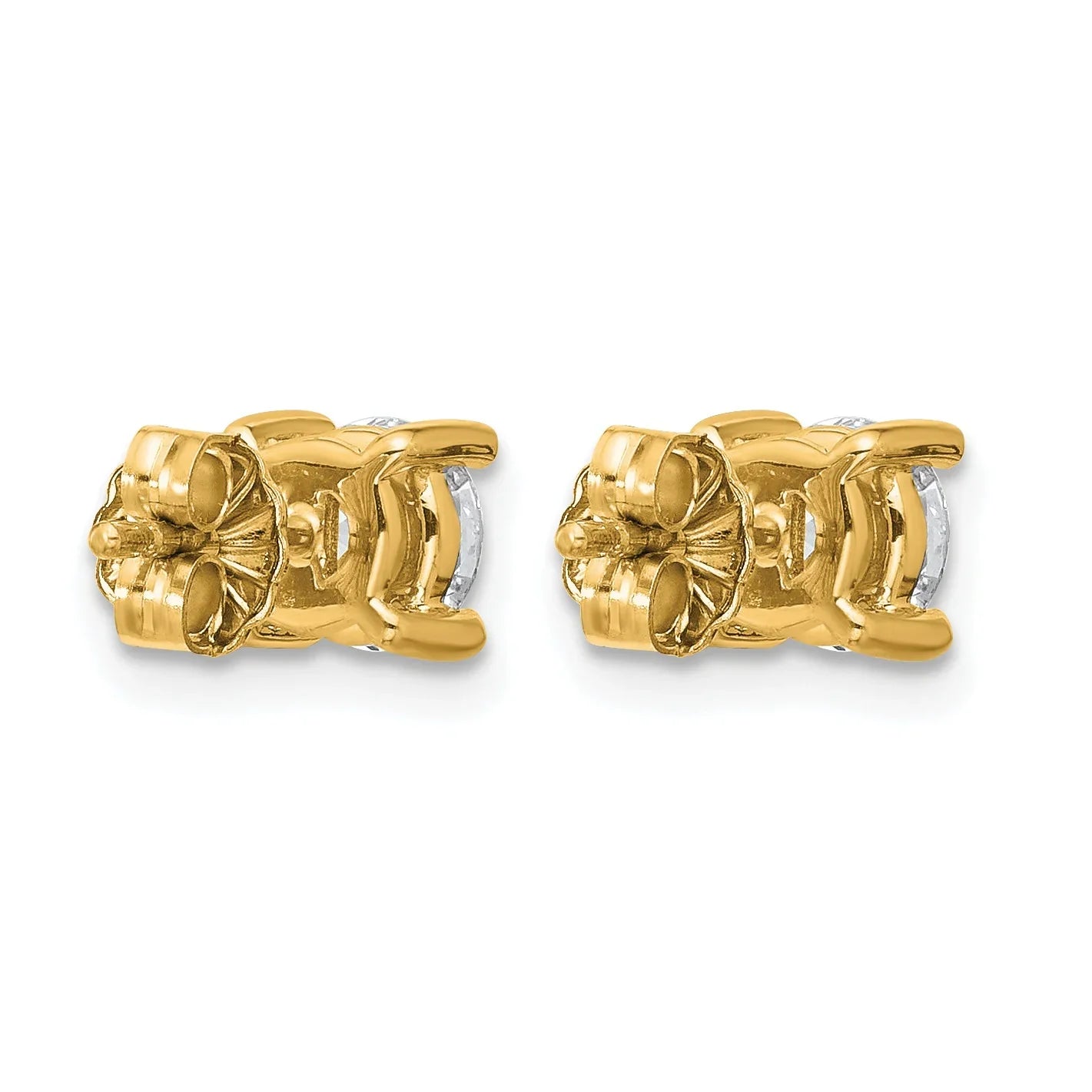 14K Gold Lab Grown Diamond 4 Prong Post and Push Back Stud Earrings