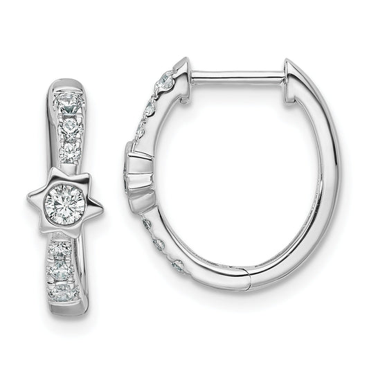 14K White Gold Lab Grown Diamond Round Hinged Hoop Earrings