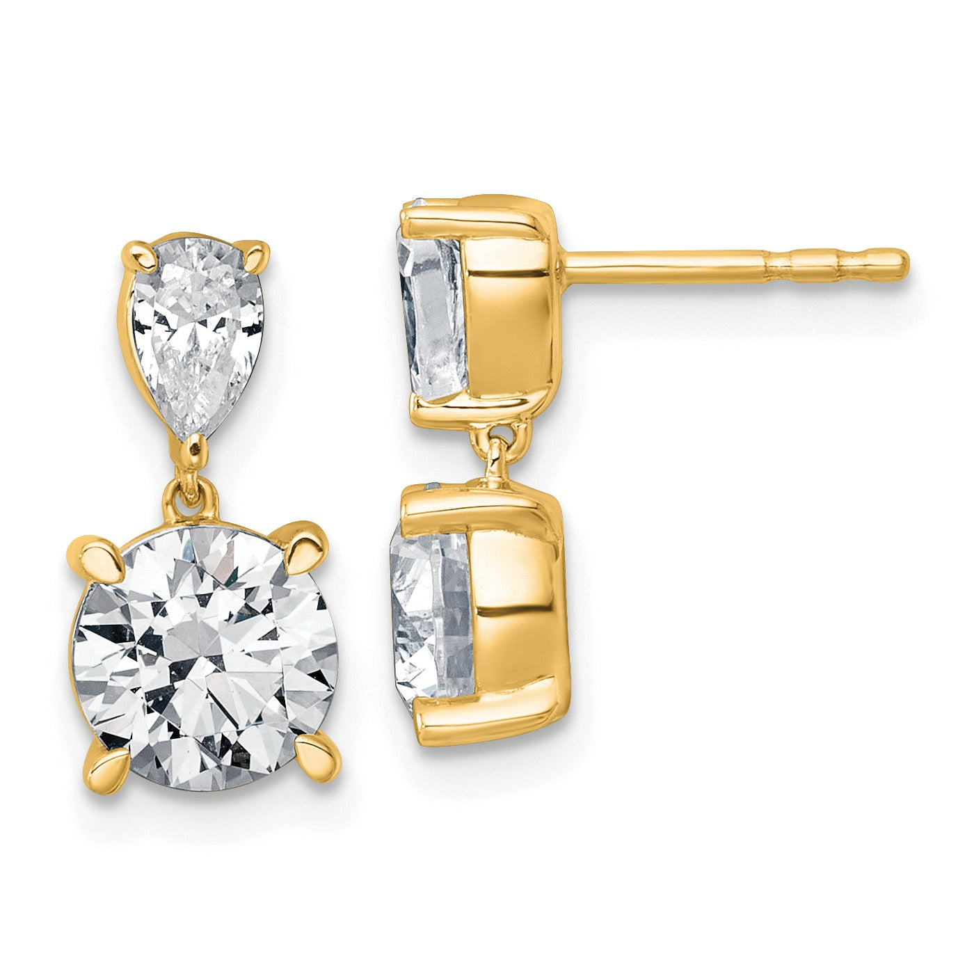 14K Yellow Gold Lab Grown Diamond Post Dangle Earrings