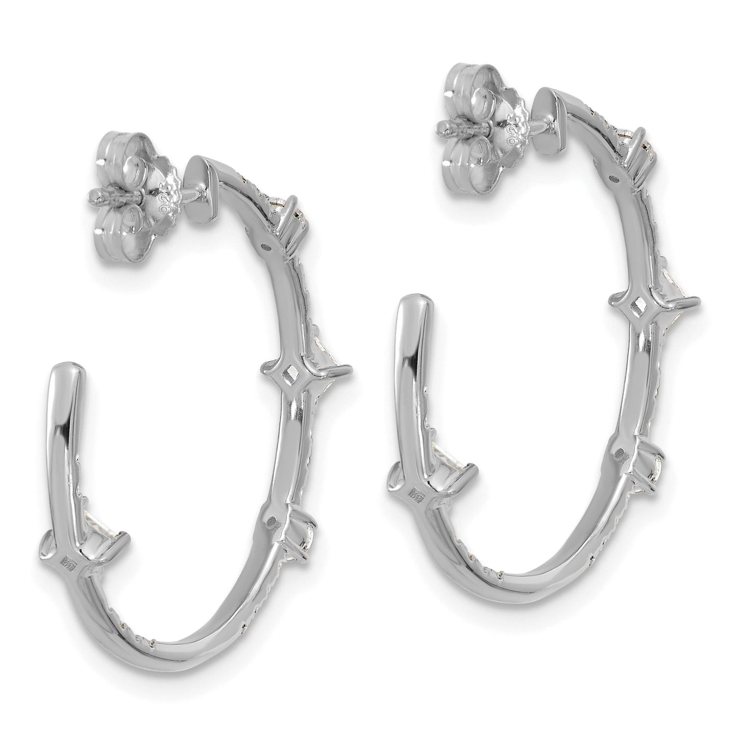 14K White Gold Lab Diamond Hoop Earrings 1 Ct