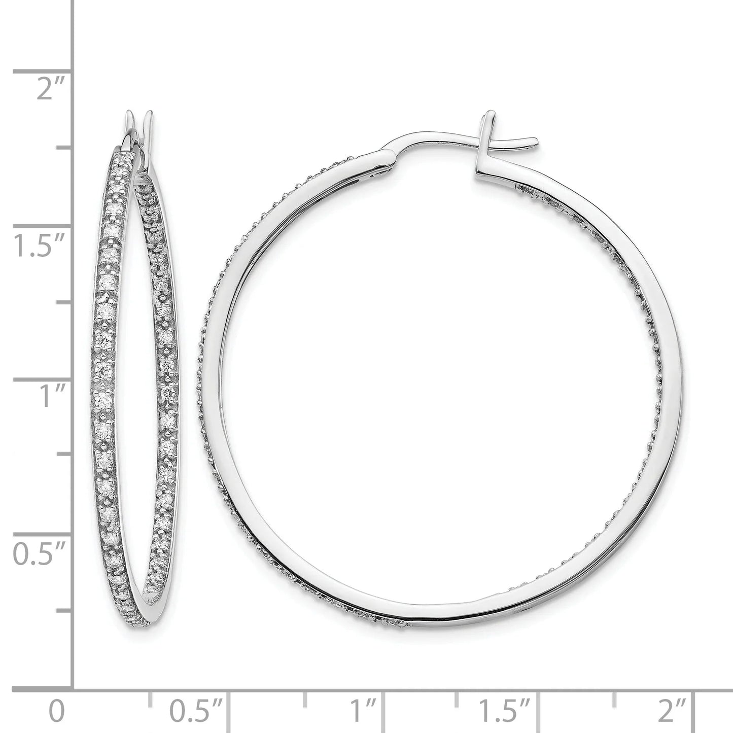 14K Gold Lab Grown Diamond In and Out Hoop Earrings 0.5 Ct