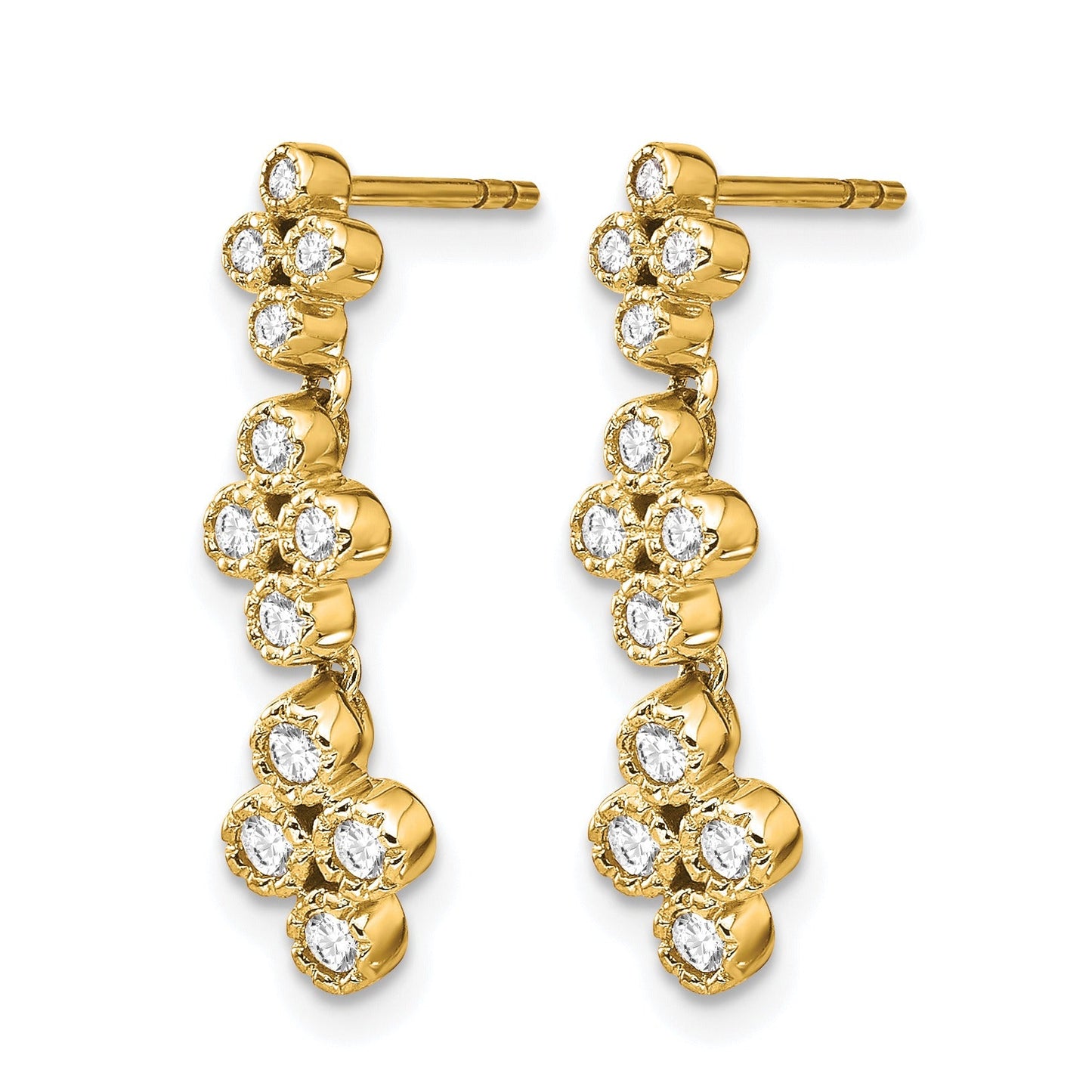 14K Lab Grown Diamond Floral Bloom Post Dangle Earrings