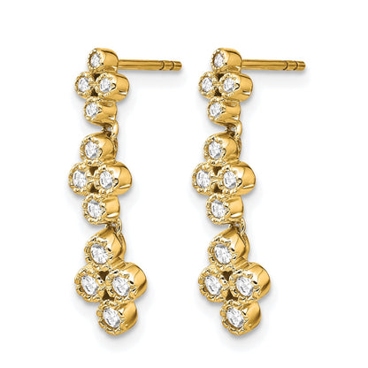 14K Lab Grown Diamond Floral Bloom Post Dangle Earrings