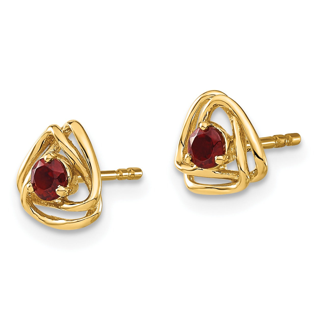 14k Gold Lab Created Sapphire Triangle Stud Earrings
