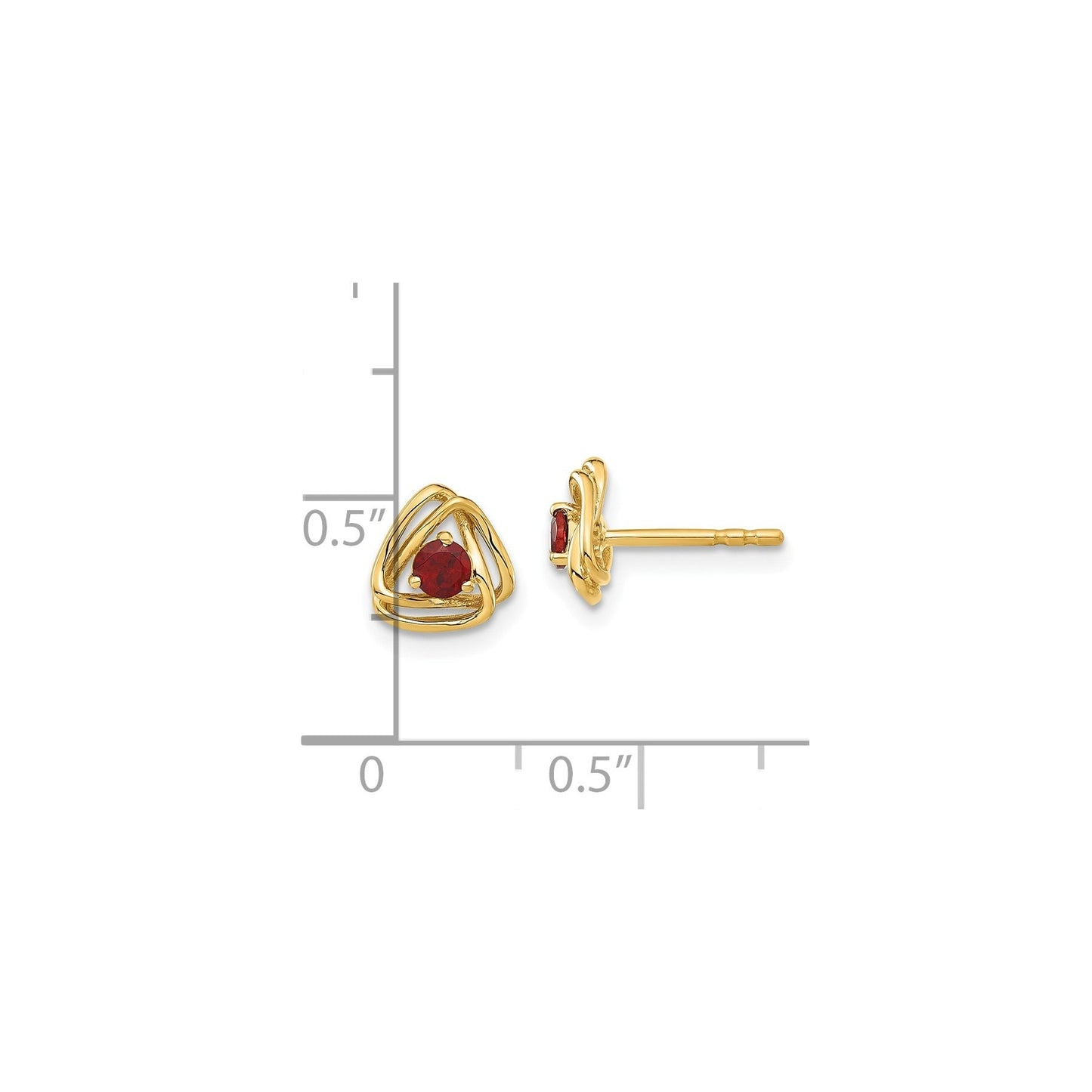 14k Gold Lab Created Sapphire Triangle Stud Earrings
