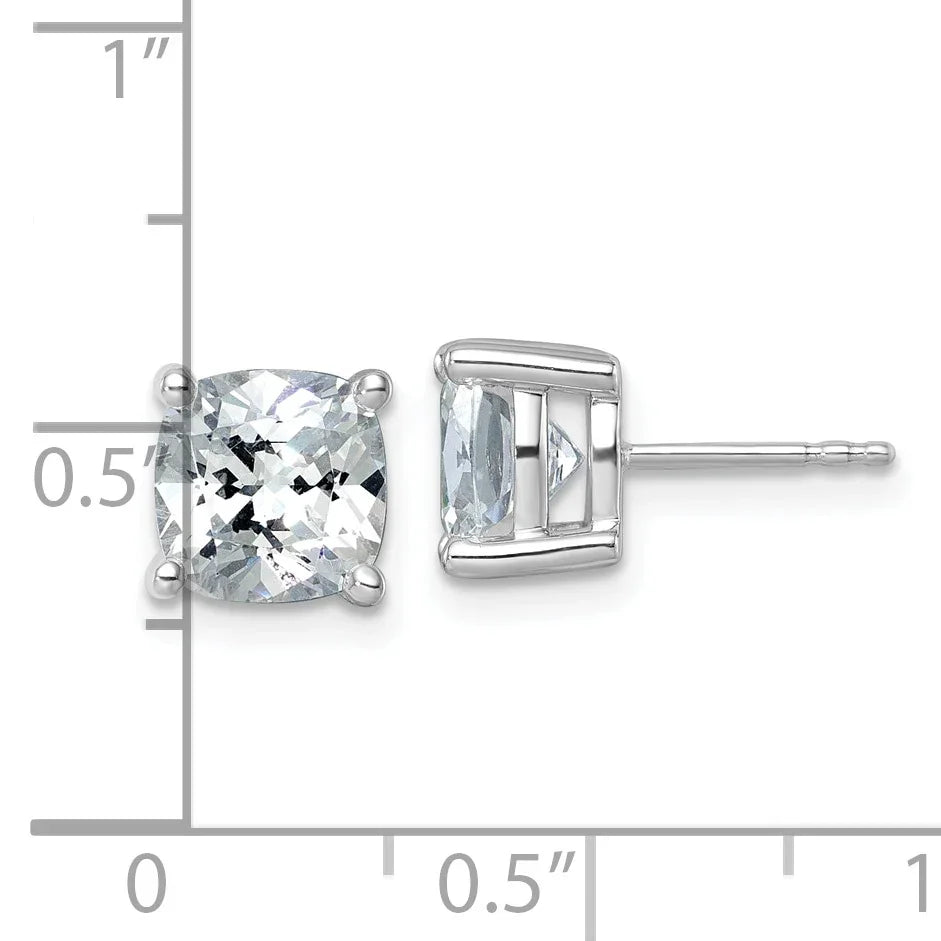 14K Gold Lab Grown Diamond Cushion Four Prong Stud Earrings