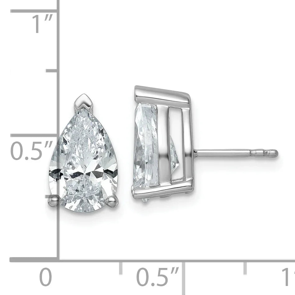 14K Gold Lab Grown Diamond Pear Three Prong Stud Earrings