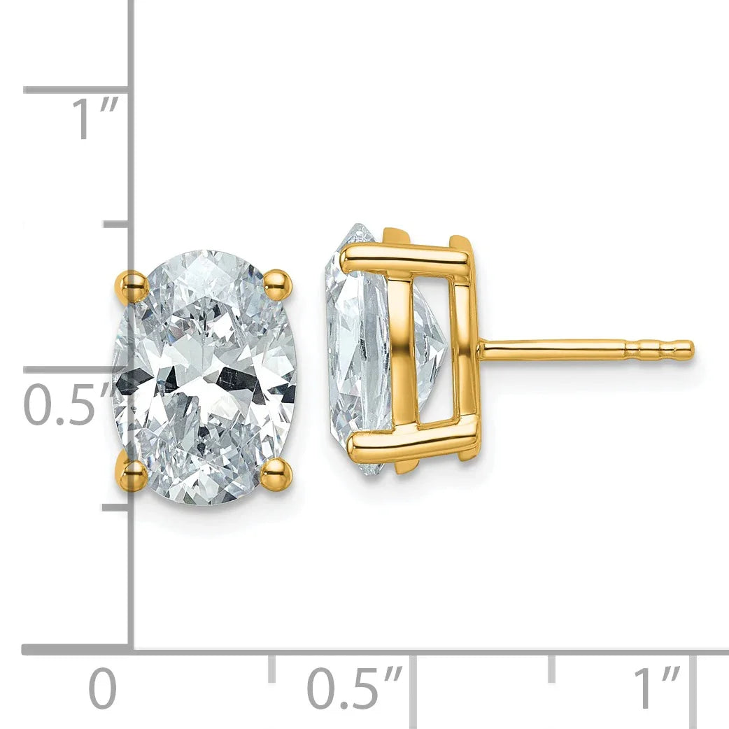 14K Gold Lab Grown Oval Diamond Stud Earrings