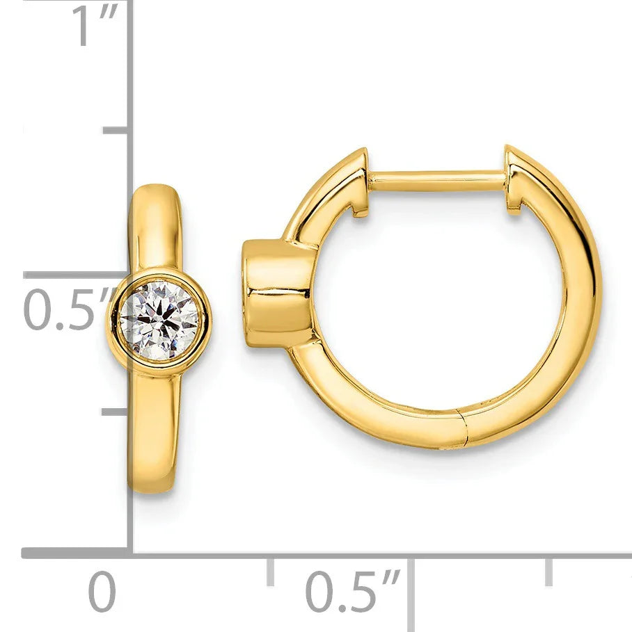 14K Gold Lab Grown Diamond Hinged Hoop Earrings