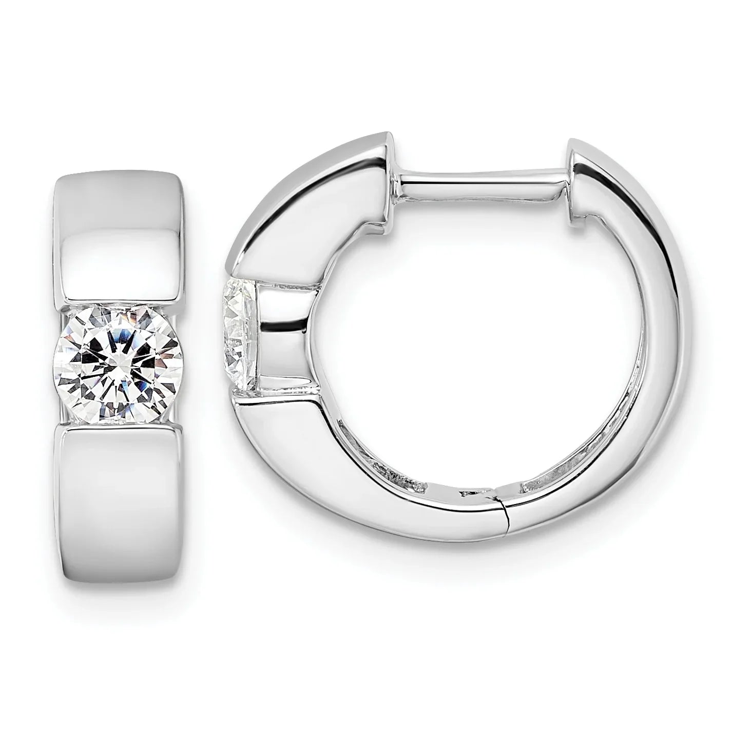 14K Gold Lab Grown Diamond Hinged Hoop Complete Earrings