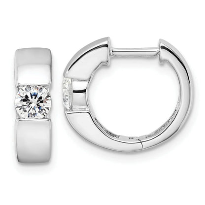 14K Gold Lab Grown Diamond Hinged Hoop Complete Earrings