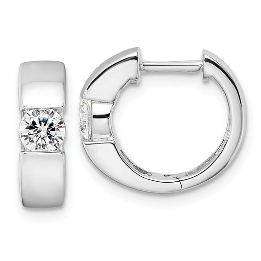 14K Gold Lab Grown Diamond Hinged Hoop Complete Earrings