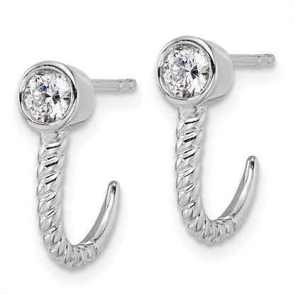 Lab Grown Diamond J-Hoop Earrings 14k Gold